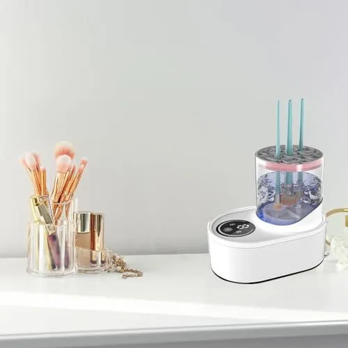 3 in 1 Electric Makeup Brush Cleaner, Dryer Machine Automatic USB Rechargeable with High Speed Rotating Waterflow for Home Use