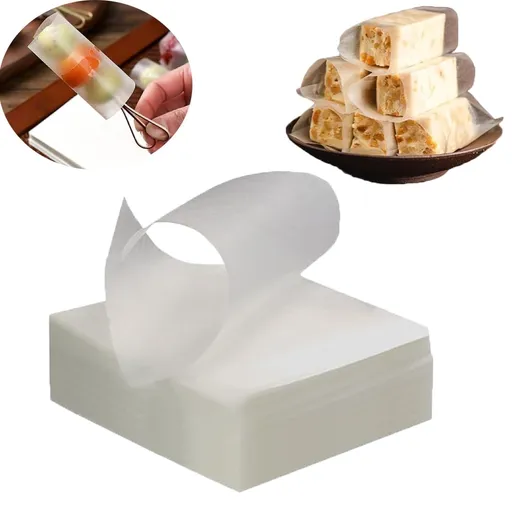 Edible Glutinous Rice Paper 1200Pcs Candy Coated Wrapping Paper Edible Candy Wrappers Sheets,Edible Wafer Paper,Transparent Rice Paper for Homemade Tanghulu Wrapper (2.6x3.2in)