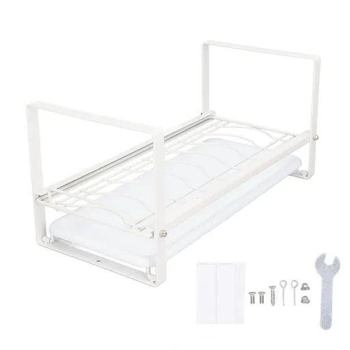 Kitchen Cabinet Storage Shelf Rack Bowls Dishes Plates Drainboard Holder Rustproof Nonslip for Counter Cupboard Pantry White