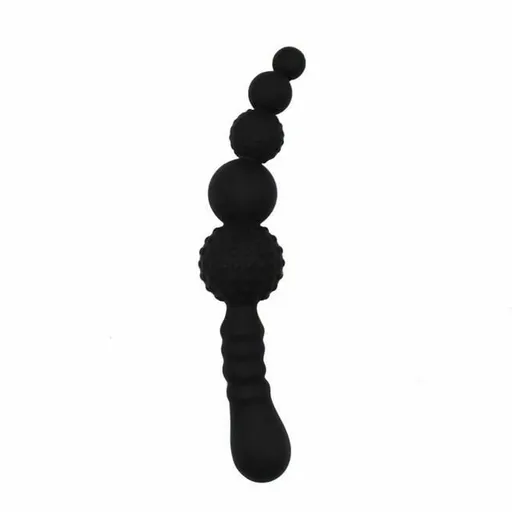 House Of Dasein Black Flexible Dildo Silicone Butt Plug Anal Beads Double Ended - Black