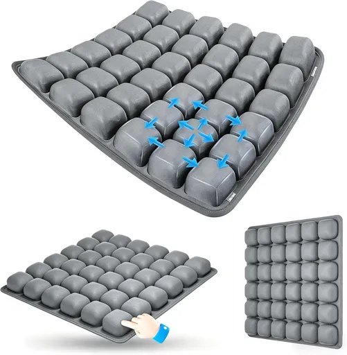 Portable 3D Aircell Travel Inflatable Seat Cushion Built-in Pump Dark Grey