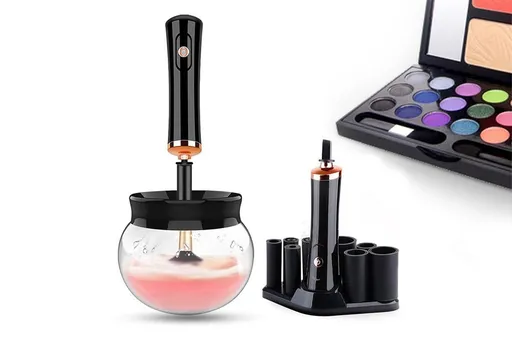 Electric Makeup Brush Cleaner Dryer Electric Cosmetic Make Up Brushes Set Cleaning Tool-Black