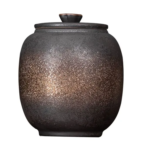 Ceramic Storage Jar Tea Lovers Gold Iron Glaze 1Pack
