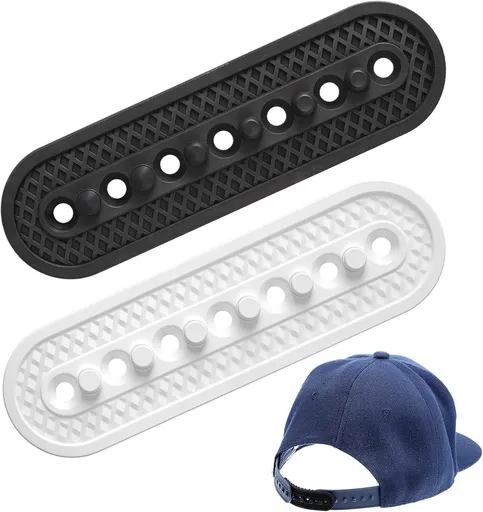 2Pcs Hat Extender Snapback, Adjustable Snap Back Extender for Snapback 3D Printed Hat Strap Snap Buckle Extension & Replacement, Cap Size Extension Accessories, Easy to Use, Black White
