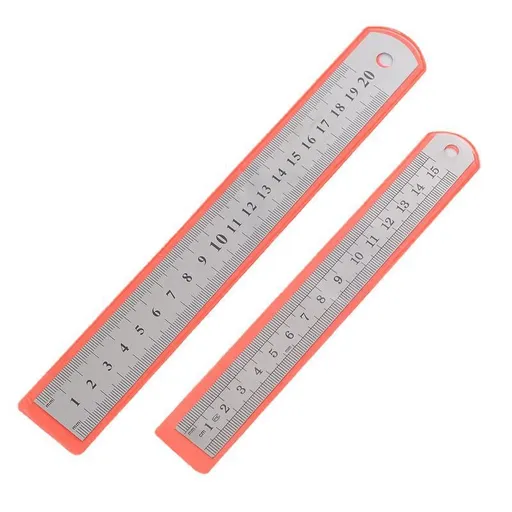 Straight Ruler Stainless Straight Ruler Measuring Tools Stationery Drafting Accessory for School Office Home 15/20Cm（2pcs）
