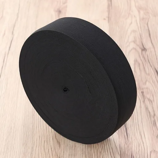 Pants Elastic Band 1 Roll Black Polyester 40m Length 2cm Width Flat Knit