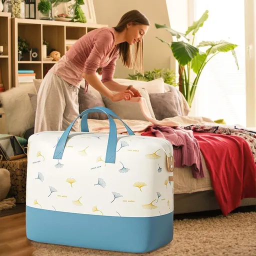 Large Storage Bags For Blankets, Comforters, Bedding, Clothes, Pillows, Sheets, Closet Organizers And Storage With Handles, Foldable & Breathable