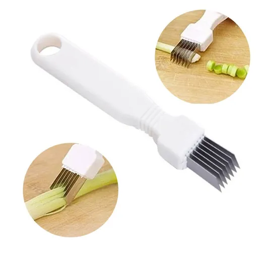 Scallion Cutter Shred Knife Vegetable Cutter Stainless Steel Blade Slice Cutlery Sharp Easy Quick Kitchen (Two Pack (White Color))