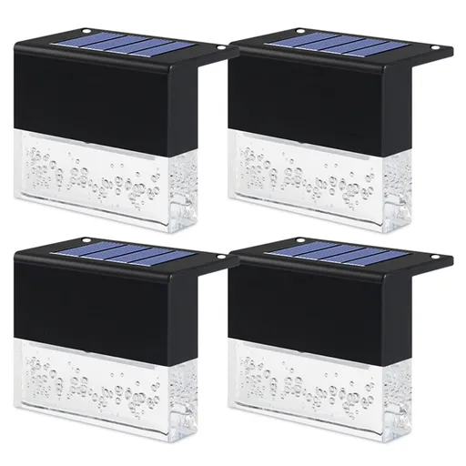 Solar Deck Lights Warm White Color Glow Outdoor Lighting for Backyard Patio 4 Pack