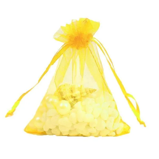 50PCS Organza Bag Sheer Bags Jewellery Wedding Candy Packaging Sheer Bags 10*15 cm - Gold/50PCS