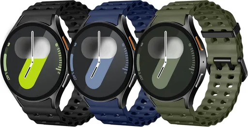 Sport Band for Samsung Galaxy Watch 7 6 5 4 Watch 6 4 Classic Watch 5 Pro | 20mm No Gap Bands for Samsung Watch Band, Soft Durable Silicone Strap for Galaxy Watch 7 Band Men, Breathable, Waterproof