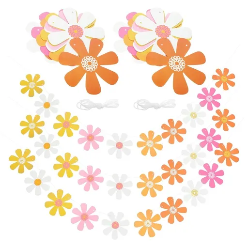 5Pcs Spring Banner Decor with Colorful Daisy Garland for Home and Events