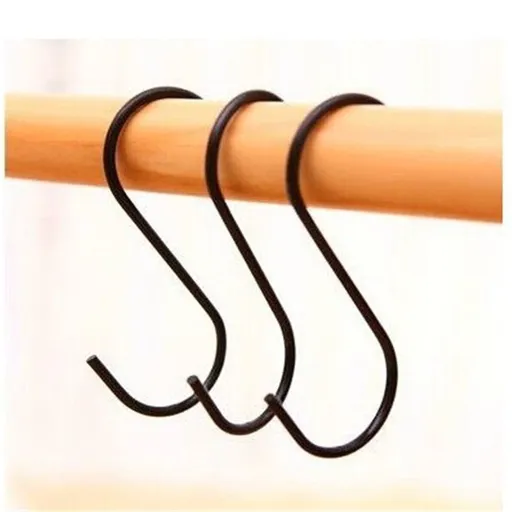Black S Hooks Hanging Hooks, Stainless Steel S Shaped Shower Hooks Rust Proof, Metal Shower Curtain Hangers For Shower Curtains, Kitchen, Wardrobe & Garden