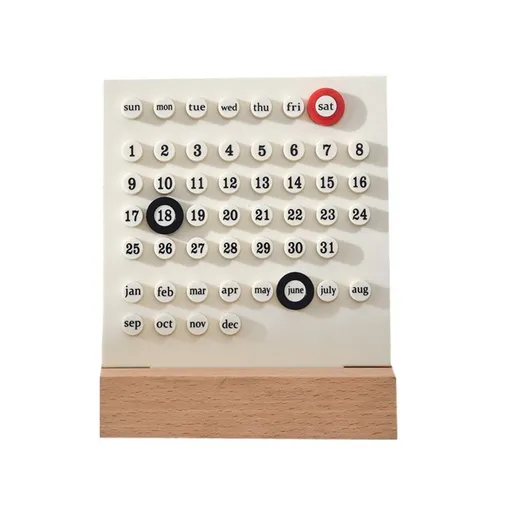 Fashion Perpetual Calendar DIY Ring Reusable Handmade Date Record Desk Calendar for Office Supplies Home Shops Decoration Accessories (white,Send a random sticker)