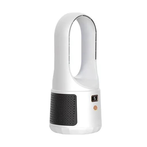 Bladeless Desk Fan Quiet 3 Speed Adjustaable Digital Display Cool Fan for Office Home White