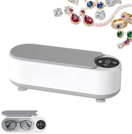 Ultrasonic Cleaner - Jewelry Cleaner - Glasses Cleaning Machine - Cleaning Machine - Glasses Cleaner - Denture Cleaner - rechargeable - with fast deep cleaning function - chain cleaner - for glasses, jewelry, rings and earrings - 22*8*8 cm - white