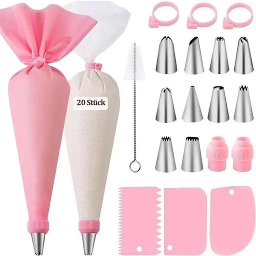 40 Pieces Cake Decorating Piping Set with Icing Nozzles, Compatible with Decorating Bag