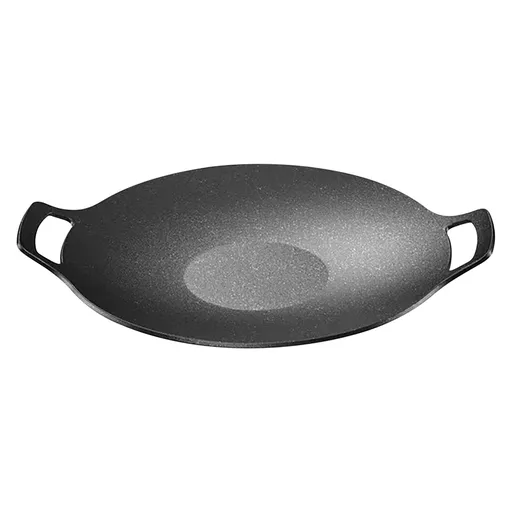 Diameter 10.9 inch Universal Cast Iron Grill Pan, Large Round Cast Iron Pan with Two Handles, Multifunctional Frying Pan As Show B