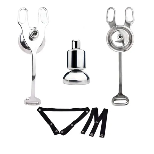 House Of Dasein Strap-Ons Stainless Steel Chastity Cages Inward Pressure Penis Lock Silicone Clit Bdsm Toy - Black Belt