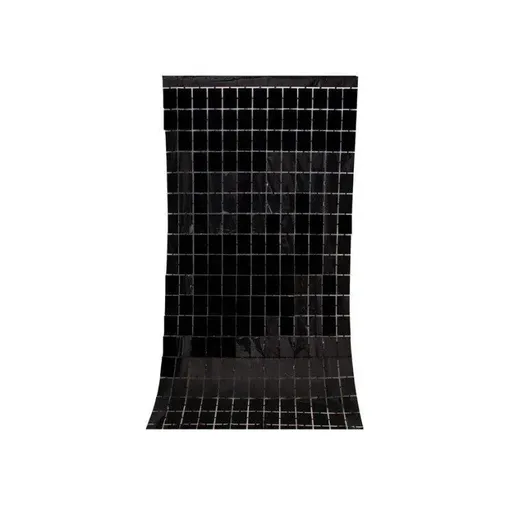 Rectangle Tinsel Curtain Shimmer Wall Backdrop 2M Length Party Decoration Sequin - Black