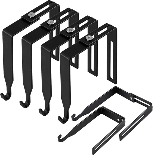 4 Pcs Adjustable Cubicle Hanger Universal Partition Metal Hooks Door Hanger, Adjusted to Fit Panels with 1 3/8 Inch 3 1/2 Thickness for Office Whiteboard (Black) Black