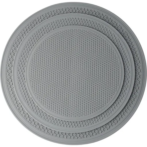 Microwave Mat Set of 3 Multi-Purpose Hot Pad 8 Inch 10 Inch 12 Inch Silicone Grey