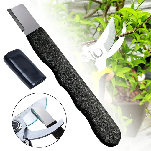 4 Pieces Gardening Tool Sharpener, Heavy Duty Hand Sharpener for Pruners, Scissors and Knives for Garden Maintenance, Black, 12 x 1.2 cm