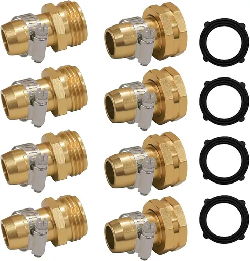 Garden Hose Repair Connector with Clamps, Fit for 3/4" or 5/8" Garden Hose Fitting, 4 Set