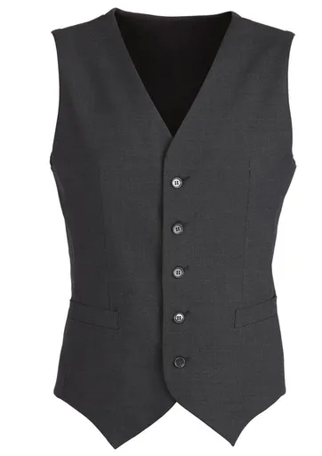 Mens Wool Blend Vest w/ Knitted Back Waistcoat Sleeveless Wool Blend - Charcoal