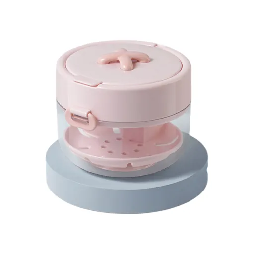 Blue Retainer Cleaning and Storage Case - 3 in 1 Portable Aligner and Denture Soaking Box with Mirror, Drain Tray, Removal Tool and Cleaning Brush