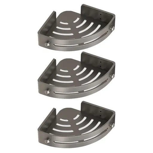 Three-layer Bathroom Triangular Shelf Basic Model Hole-free Storage Towel Rack - Grey