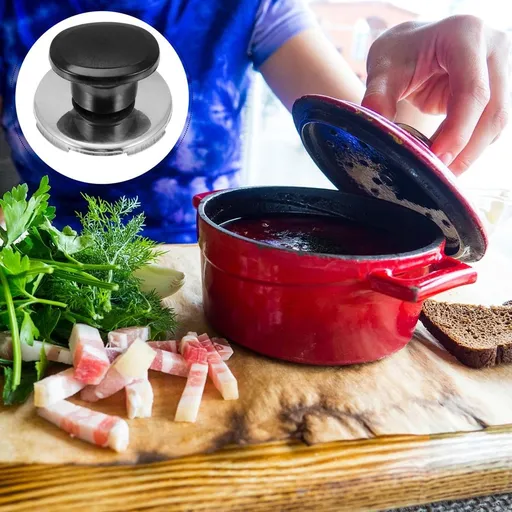Whistling Teakettle Lid Knob, Black, Easy Install, Stainless Steel, 4Pcs