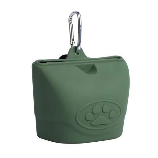 Portable Dog Food Bag Outdoor Walking Travel Feeding Pouch Pet Supplies - Dark Green