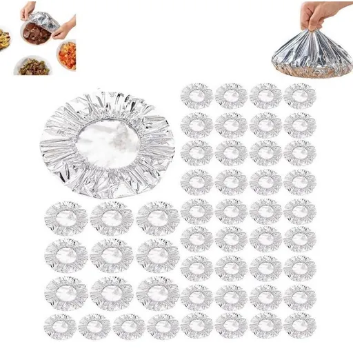 Aluminum Foil Insulation Cover for Food Preservation - Heat Resistant Kitchen Wrap for Baking, Cooking, Storing Leftovers - Multipurpose Vegetable Cover for Bowls, Countertops - 50 Pack