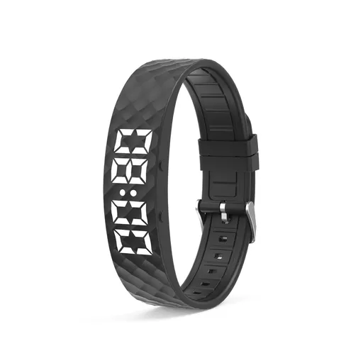 Smart Vibrating Alarm Watch Digital Fitness Tracker Wristband with Pedometer and Sleep Monitor Black