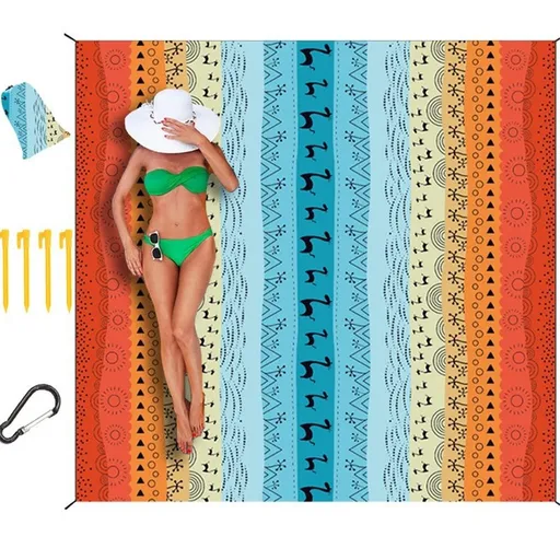 Beach Blanket Waterproof Sandproof Extra Large Beach Mat for Adults Quick Drying Durable Outdoor Picnic Mat for Beach Travel Camping Hiking（Bohemian 210 * 200cm）