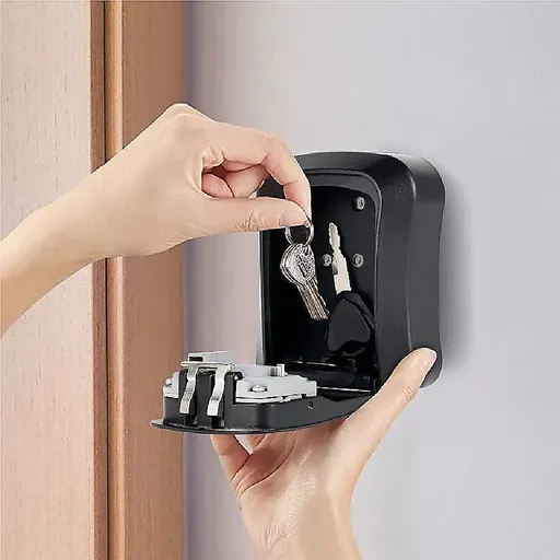 Lock Box Key Safe 4 Combination Outdoor Security Wall Mounted Weather Resistant Key Storage Box