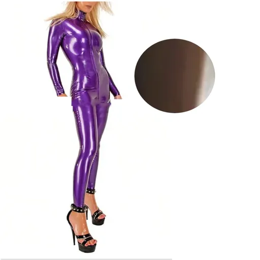 House Of Dasein Latex Catsuit Handmade Rubber Bodysuit With Front Crotch Zip For Women - Transparen Black - Xl