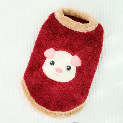 Dog Vest Fleece Winter Warm Pet Clothing Happy piggy style [red] Xs [recommended within 1.0kg years]
