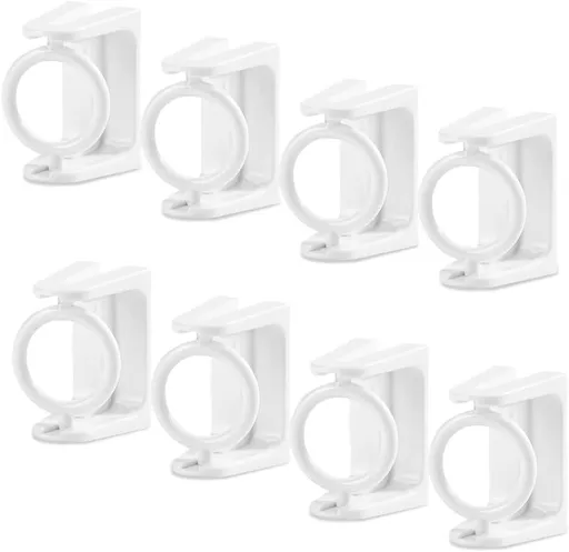 8 pieces - Curtain Rod Bracket - self-adhesive curtain rod holder - 360 degree rotatable mounting brackets - for curtain rods - no drilling required - for bathroom, bedroom, kitchen, hotel - white - 4*5 cm