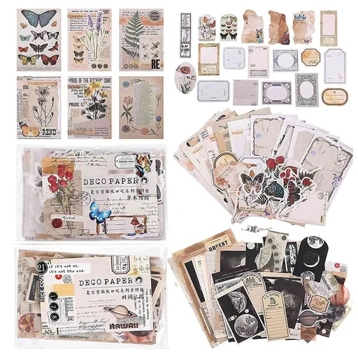 400 Pcs Scrapbooking Supplies Vintage Adhesive Stickers for Journaling Art Craft