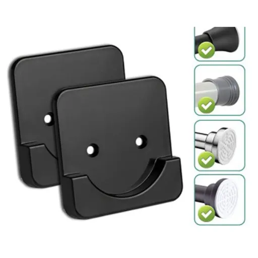 Shower Tension Rod Holders | Adhesive Shower Curtain Rod Mount Retainer for Tile | No Drilling | Stick On | 2 Pack