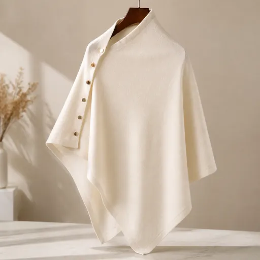 White Women's Winter Shawl Wrap - 140 x 56 cm Polyester Two Way Knitted Cape Scarf, Warm Lightweight Layer for Everyday Outfits, Work and Travel