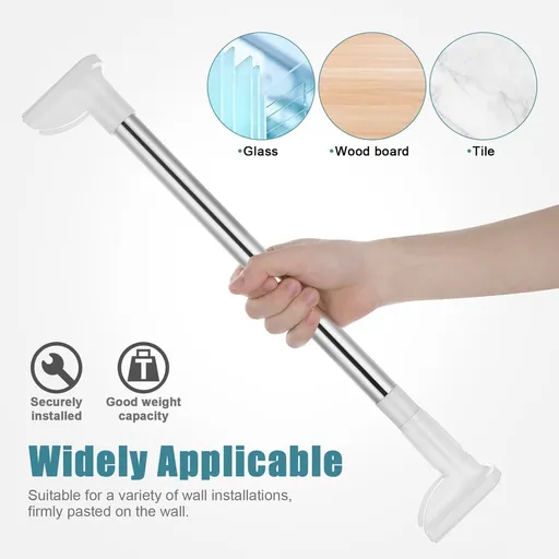 Adjustable Stainless Steel Closet Rods, No Drilling Required, White, 2 Pieces, and Easy Installation