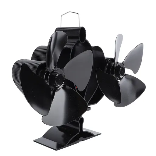 8 Blades Wood Stove Fan Aluminum Alloy Quiet Efficient Heat Powered Fireplace Fan with Magnetic Thermometer