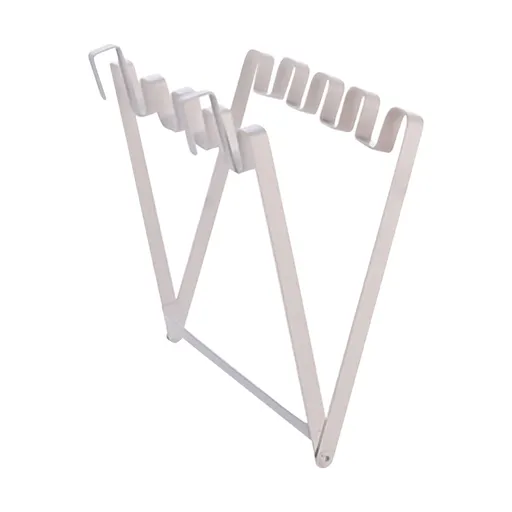 Door Back Type Folding Trash Bag Rack,Sturdy, Multipurpose Iron over The Cabinet Trash Bag Holder for Kitchen Cupboard, White
