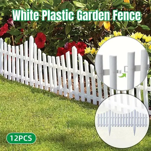White Garden Edging Fence Panels 60 x 33 cm - 12 Pieces