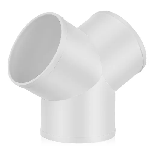 White PVC Y Connector for Ventilation Ducts, Airflow Pipe Fitting, Tubing Accessory