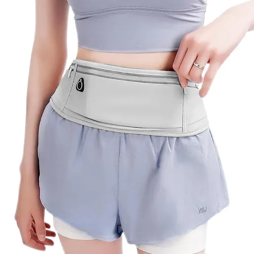Running Belt Ultra Light Bounce Free Waist Pouch Bag Fitness Workout Belt Sport Waist Pack Exercise Waist Bag - Light Gray