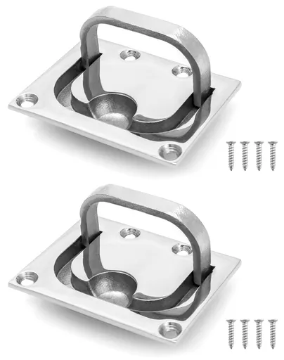 Stainless Steel Hatch Pull Flush Lift Solid Boat Ring Hatches Handles for Boat Deck Hatch Flush Ring Pull Home Furniture Drawer Cabinet Recessed Lid Handle (2 Pack)